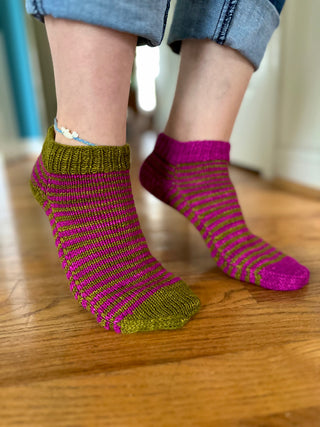 Stripey Swap Socks Pattern by Lindsay English
