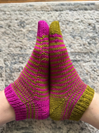 Stripey Swap Socks Pattern by Lindsay English